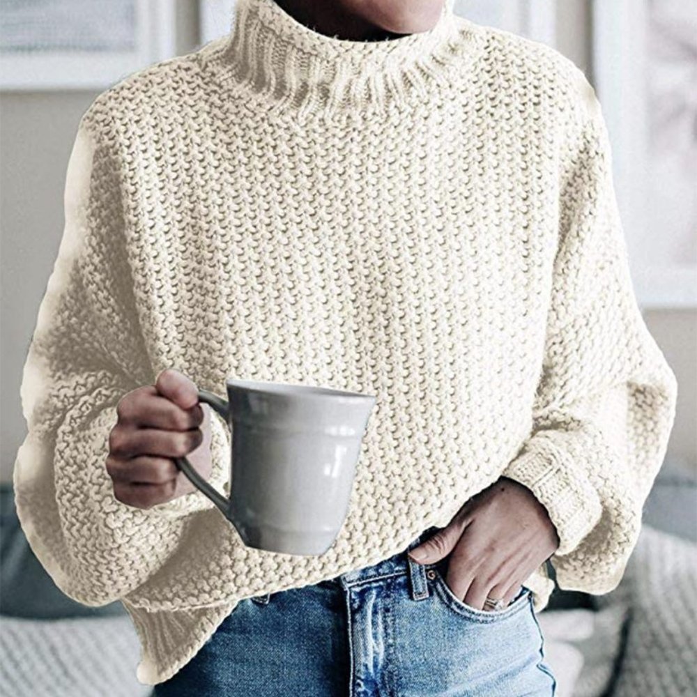 Cream Knit Turtleneck Sweater